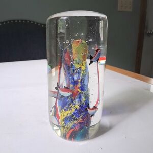 Murano glass aquarium paperweight, Art Glass Vintage underwater scene